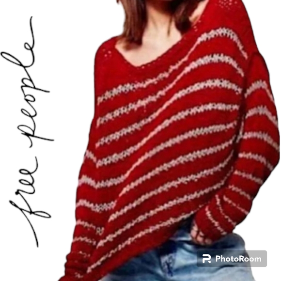 Free People Sweaters - Free People over and easy stripe cropped knit sweater
